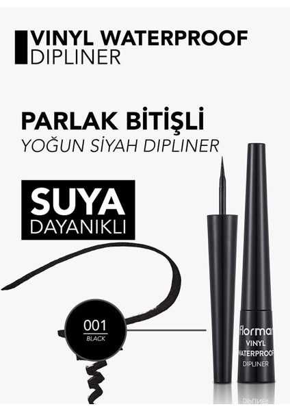 Vinyl Yoğun Renk Veren Suya Dayanıklı Parlak Eyeliner (001 Black) 8690604536498