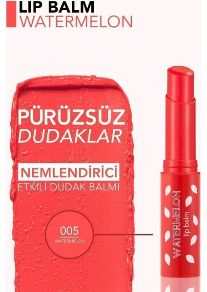 Flormar-Tatlı Aromalı ve Besleyici Lip Balm Renkli Dudak Balmı (005 Karpuz) 8690604555406