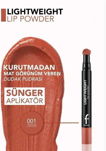 Lightweight Lip Powder Yoğun Renk Veren Mat Likit Dudak Pudrası (001 Ladylike) 8682536007436