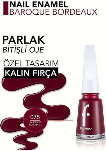 Nail Enamel Yoğun Renk Veren Uzun Süre Kalıcı Parlak Oje (075 Baroque Bordeaux) 8682536035736