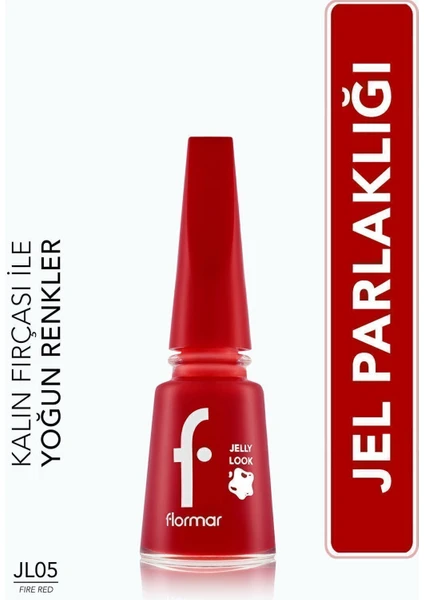 Jelly Look Yoğun Renk Veren Jel Görünümlü Parlak Oje (JL05 Fire Red) 8690604233632