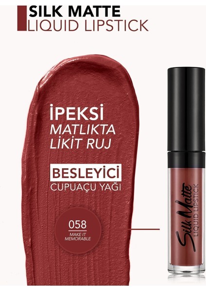 Silk Matte Yüksek Pigmentli & Mat Bitişli Nemlendirici Likit Ruj