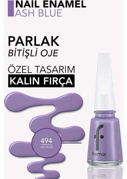Parlak Bitişli Yüksek Pigmentli Oje (494 Ash Blue New) 8682536036306