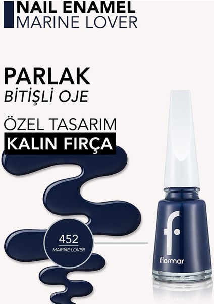 Nail Enamel Yoğun Renk Veren Uzun Süre Kalıcı Parlak Oje (452 Marine Lover) 8682536036139