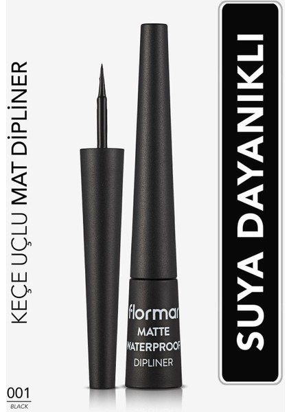 Matte Yoğun Renk Veren Suya Dayanıklı Mat Eyeliner (001 Black) 8690604536481