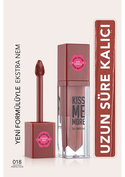 Kiss Me More Yüksek Pigmentli & Mat Bitişli Nemlendirici Likit Ruj (018 Perfection) 8682536040853