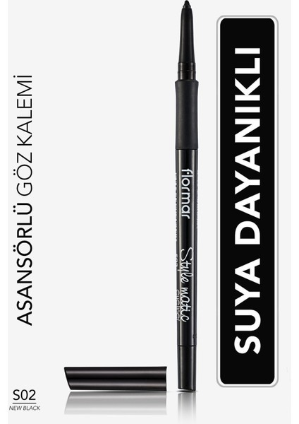 -Asansörlü ve Yumuşak Uçlu Stylematic Eyeliner Suya Dayanıklı Göz Kalemi (S02 Siyah) 8690604190492