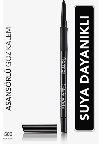 Flormar-Asansörlü ve Yumuşak Uçlu Stylematic Eyeliner Suya Dayanıklı Göz Kalemi (S02 Siyah) 8690604190492