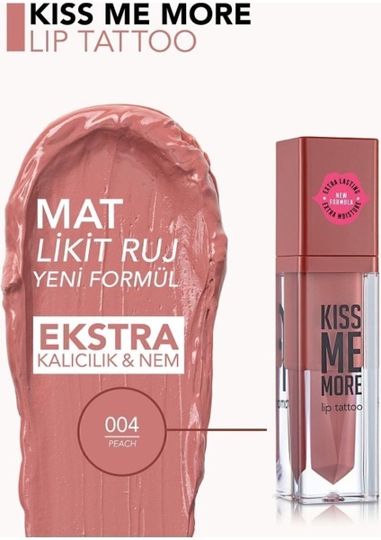 Kiss Me More Yüksek Pigmentli & Mat Bitişli Nemlendirici Likit Ruj