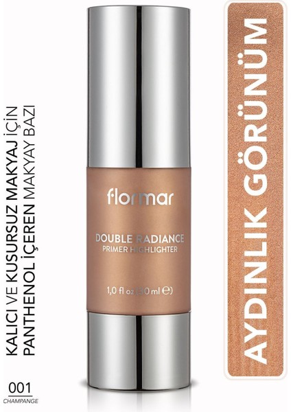 Double Radiance Primer Aydınlık Görünüm Veren Işıltılı Makyaj Bazı (001 Champagne) 8690604233564