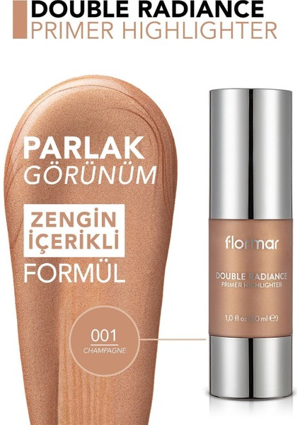 Double Radiance Primer Aydınlık Görünüm Veren Işıltılı Makyaj Bazı (001 Champagne) 8690604233564