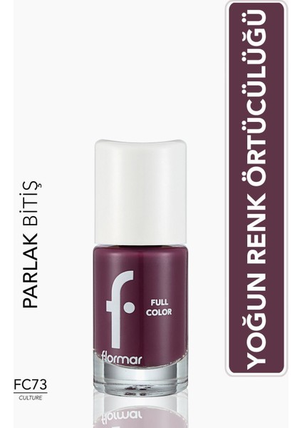 Flormar-Yüksek Pigmentli ve Uzun Süre Kalıcı Full Color Parlak Oje (FC73 Koyu Mor) 8690604593231