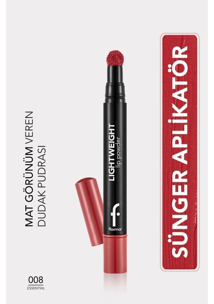 Lightweight Lip Powder Yoğun Renk Veren Mat Likit Dudak Pudrası (008 Essential) 8682536007504