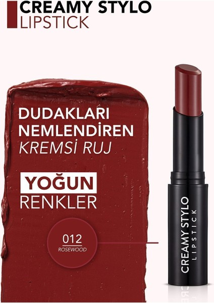 Yarı Parlak Stick Ruj- Creamy Stylo Lipstick -012 Rosewood-8682536013727