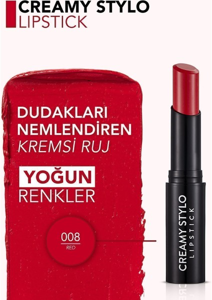 Creamy Stylo Lipstick 08 Red Ruj