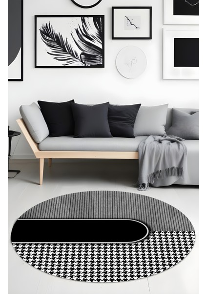 Dijital Baskı Modern Dekoratif Kaymaz Taban Yıkanabilir Yuvarlak Salon Mutfak ve Koridor Halısı
