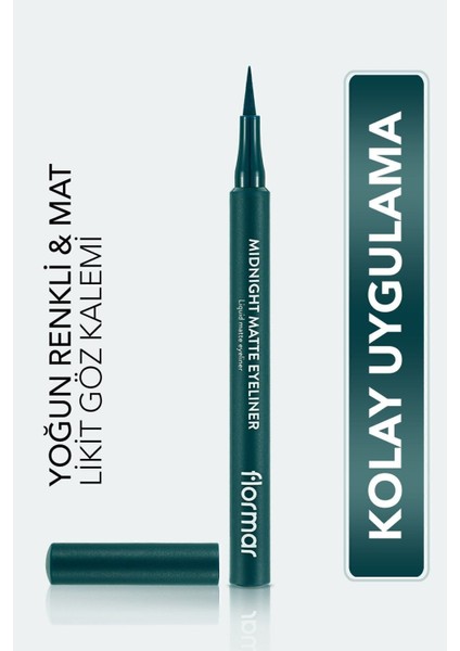 -Yoğun Pigmentli ve Mat Bitişli Midnight Matte Kalem Likit Eyeliner (004 Yeşil) 8690604641673