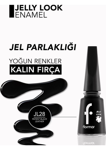 Jelly Look Nail Enamel Oje L28 Patent Black Leather