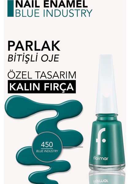 Parlak Bitişli Yüksek Pigmentli Oje (450 Blue Industry New) 8682536036122
