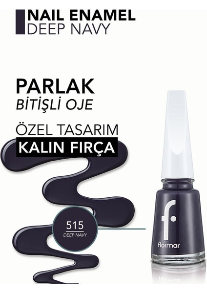 Klasik Parlak Bitişli Yüksek Pigmentli Oje (515 Deep Navy)
