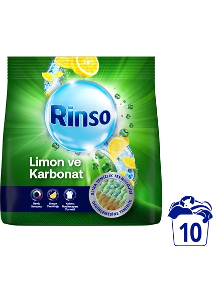 Toz Çamaşır Deterjanı Limon ve Karbonat Renkliler ve Beyazlar İçin Derinlemesine Temizlik 1;5 KG