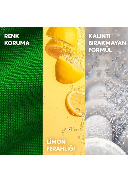 Toz Çamaşır Deterjanı Limon ve Karbonat Renkliler ve Beyazlar İçin Derinlemesine Temizlik 1;5 KG