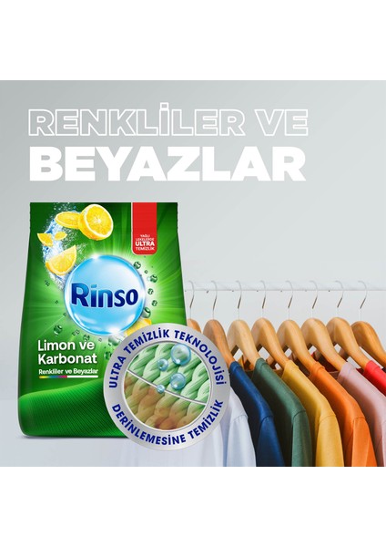 Toz Çamaşır Deterjanı Limon ve Karbonat Renkliler ve Beyazlar İçin Derinlemesine Temizlik 1;5 KG