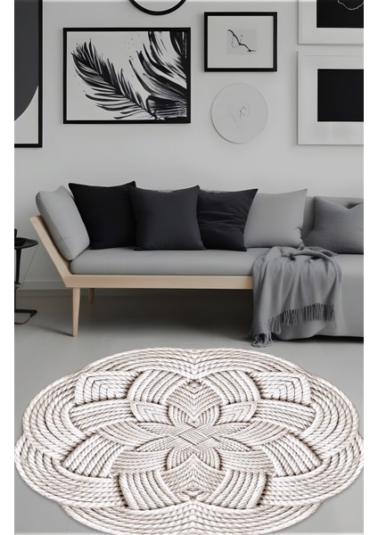 Dijital Baskı Lazer Kesim Örgü 3 Boyut Dekoratif Yıkanabilir Yuvarlak Mutfak Halısı Koridor Halısı