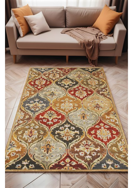 Dijital Baskı Fas Kapısı Desenli Klasik Dekoratif Makinada Yıkanabilir Salon Mutfak ve Yolluk Halısı