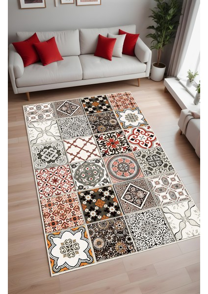 Dijital Baskı Patchwork Model Dekoratif Makinada Yıkanabilir Salon Mutfak ve Yolluk Halısı
