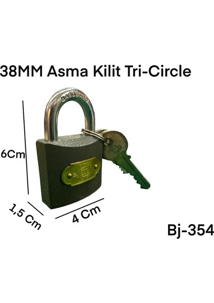 Tri-Circle Pirinç Sarı Asma Kilit 38MM