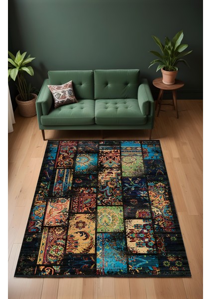 Dijital Baskı Patchwork Eskitme Model Dekoratif Makinada Yıkanabilir Salon Mutfak ve Yolluk Halısı