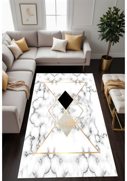 Dijital Baskı Mermer Desen Modern Dekoratif Makinada Yıkanabilir Salon Mutfak ve Yolluk Halısı