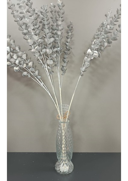 Osohome 2 Adet Gümüş Gri Rengi Yapay Okaliptüs 85 cm Şık Bir Dekoratif