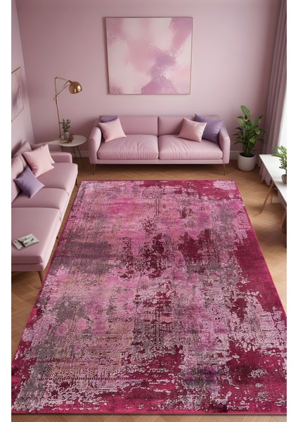 Dijital Baskı Çürük Vişne Rengi Modern Tarz Dekoratif Makinada Yıkanabilir Salon Yolluk Halısı
