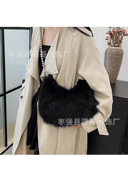 Kadınlar Için Peluş Kadife Çanta Yeni Moda Kadın Çantası Popüler Çok Yönlü Zincir Crossbody Çanta Omuz Koltukaltı Çantası (Yurt Dışından)