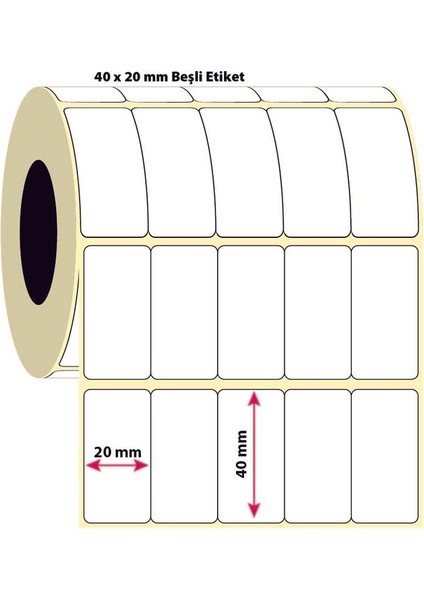 40X20 5 Sıra Wellum Etiket