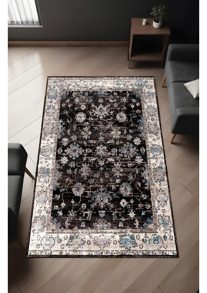 Dijital Baskı Eskitme Klasik Çerçeveli Dekoratif Makinada Yıkanabilir Salon Mutfak ve Yolluk Halısı