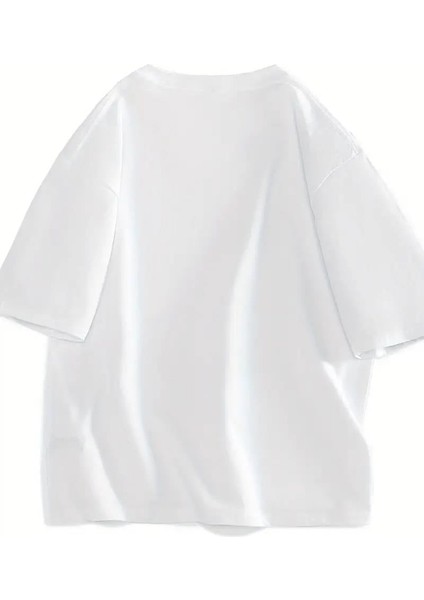 Music Is My Life Beyaz Oversize T-Shirt modelleri