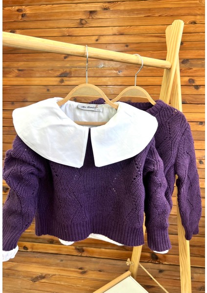 Ajurlu Kız Çocuk Kazak Mor