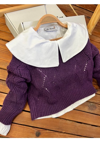 Ajurlu Kız Çocuk Kazak Mor fiyatları