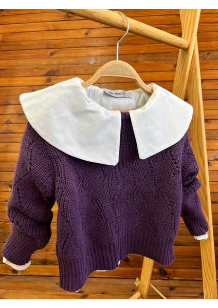 Ajurlu Kız Çocuk Kazak Mor modelleri