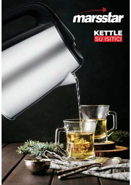 Çelik Su Isıtıcı Kettle 2,2 Lt