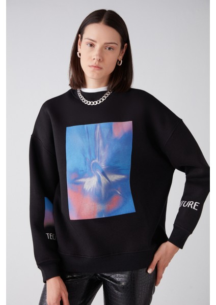 Blur Oversize Siyah Sweatshirt modelleri