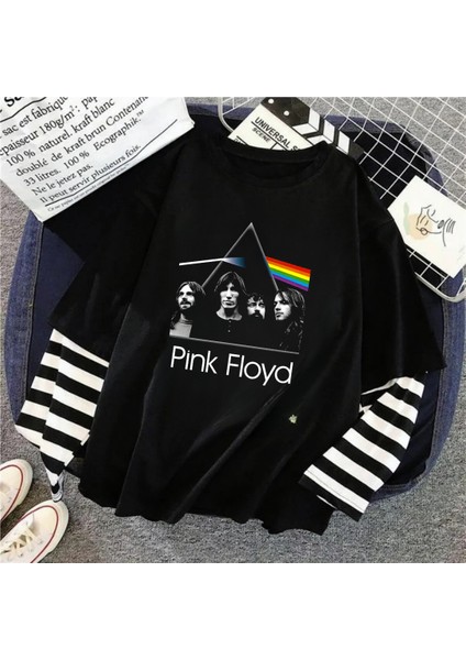 Pinkfloyfd Fake Uzun Kollu Siyah T-Shirt