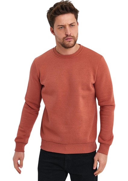 Erkek Şardonlu Sıfır Yaka Sweat