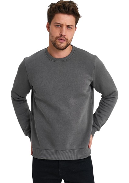 Erkek Şardonlu Sıfır Yaka Sweat