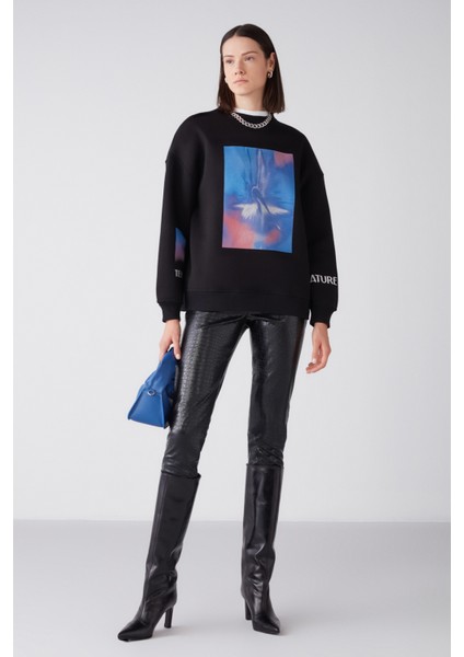 Blur Oversize Siyah Sweatshirt