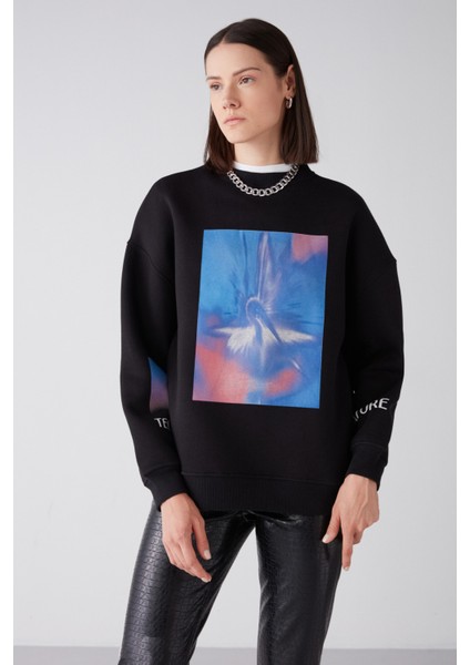 Blur Oversize Siyah Sweatshirt