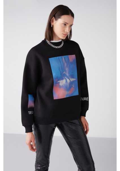 Blur Oversize Siyah Sweatshirt